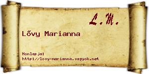 Lővy Marianna névjegykártya